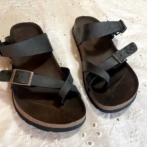 Black & Silver Leather Sandals
